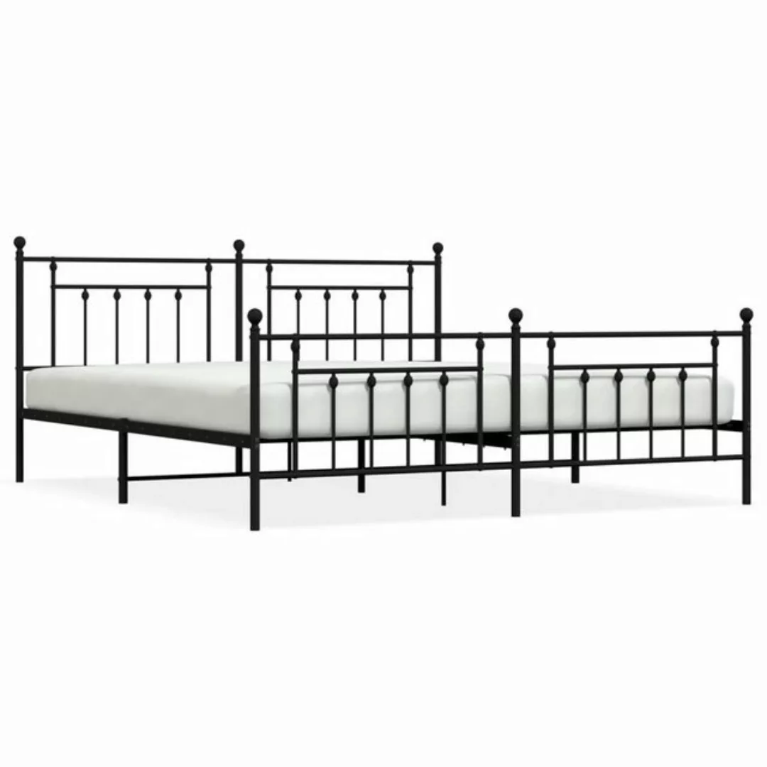 furnicato Bett Bettgestell mit Kopf- und Fußteil Metall Schwarz 200x200 cm günstig online kaufen