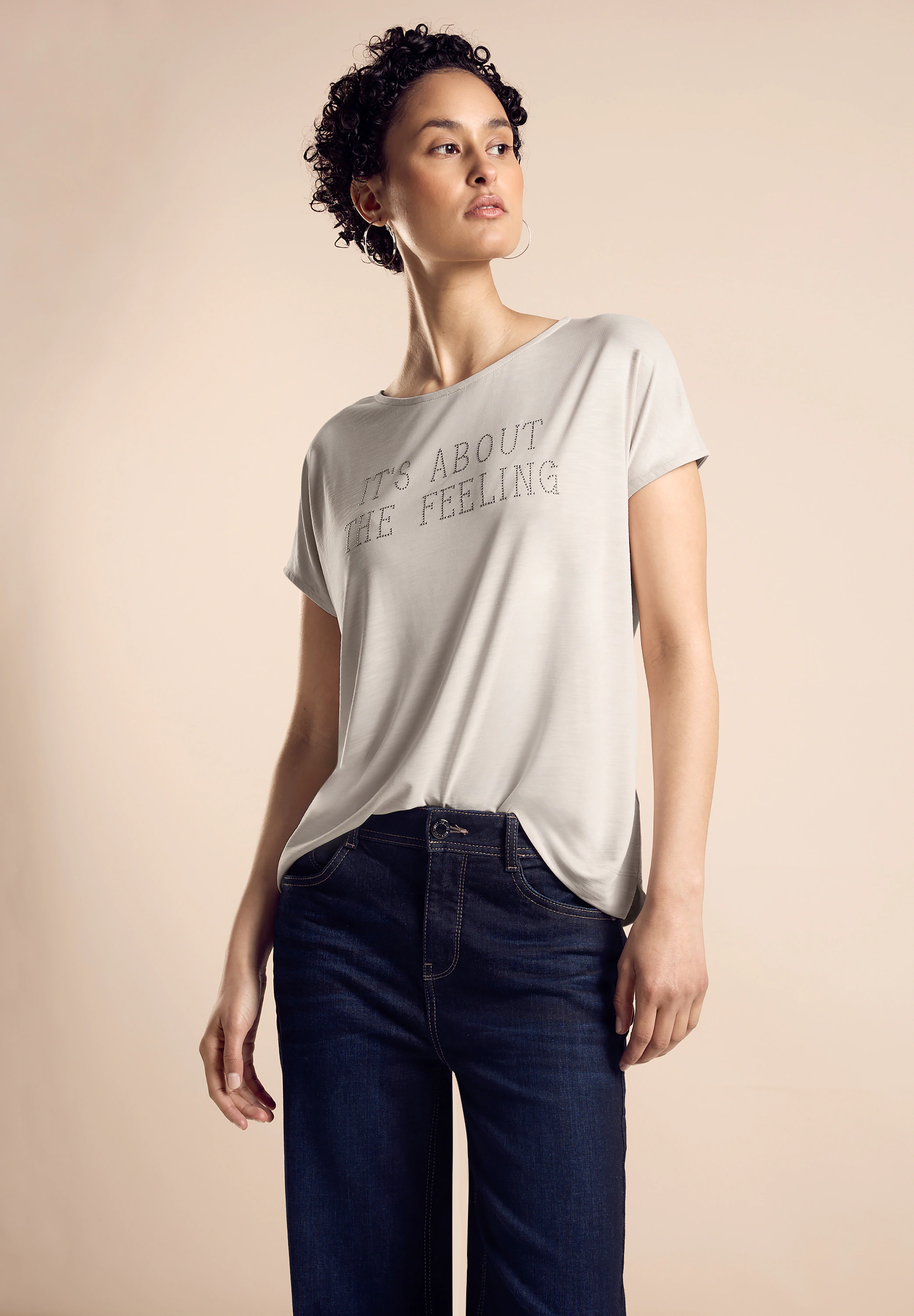 STREET ONE Kurzarmshirt - T-Shirt mit Schriftzug-Print - Leichtes Sommershi günstig online kaufen