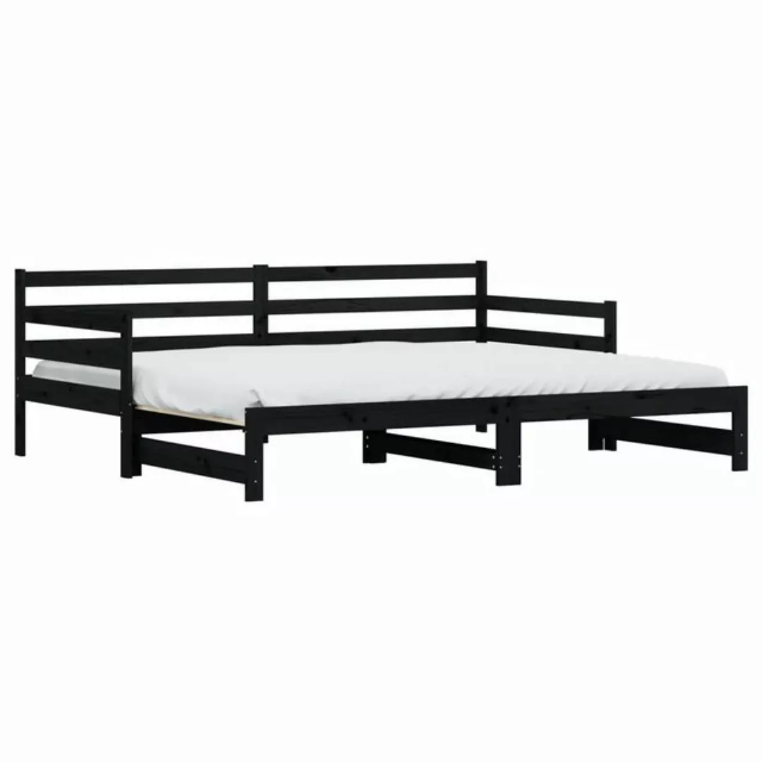 vidaXL Gästebett Tagesbett Ausziehbar Schwarz 90x200 cm Massivholz Kiefer G günstig online kaufen