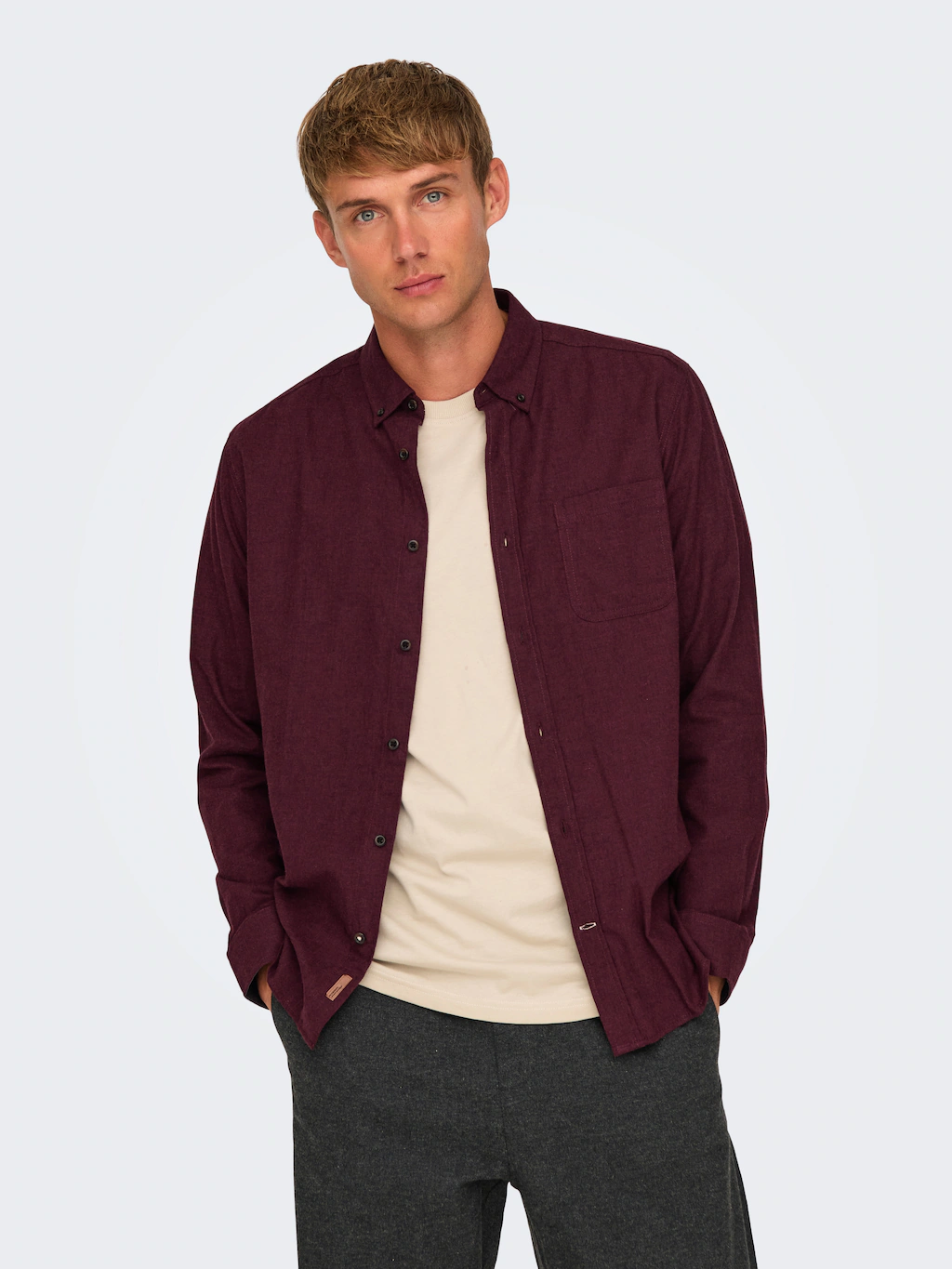 ONLY & SONS Langarmhemd "ONSROAD LIFE REG MELANGE LS SHIRT NOOS" günstig online kaufen