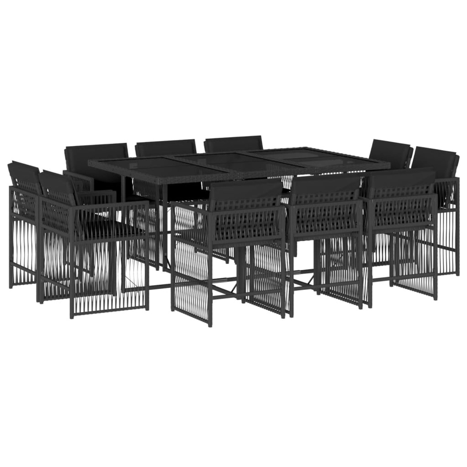 vidaXL 11-tlg Garten-Essgruppe mit Kissen Schwarz Poly Rattan Modell 53 günstig online kaufen