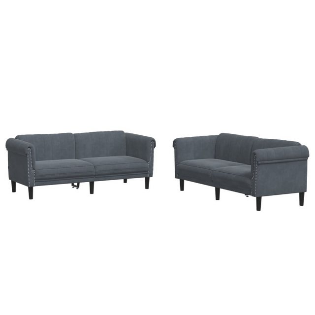 vidaXL Sofa Sofagarnitur Set mit Kissen Samt, 2-tlg., Dunkelgrau günstig online kaufen