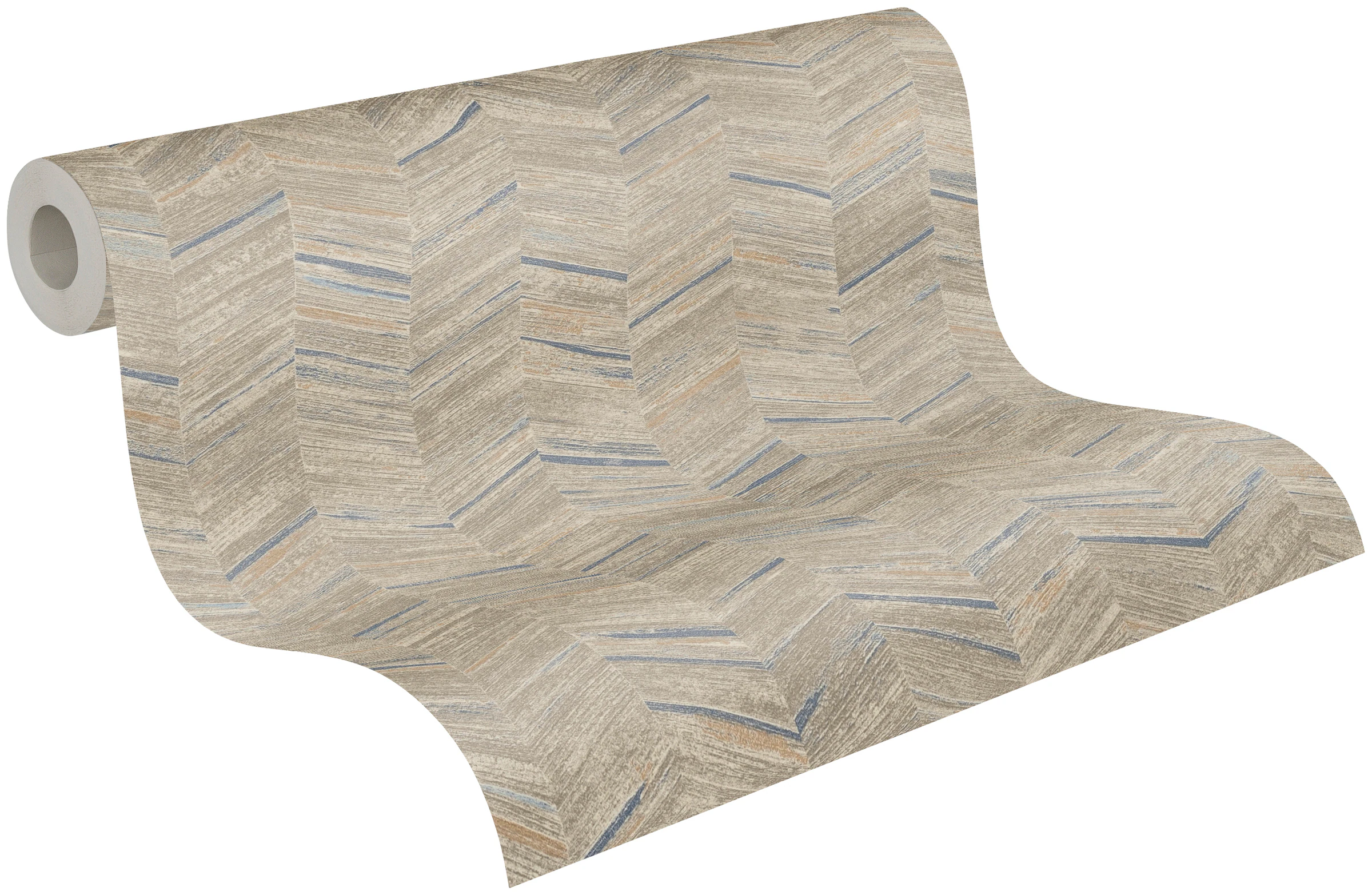 Bricoflor Chevron Tapete Beige Grau Fischgrät Vliestapete im Ethno Chic Ide günstig online kaufen