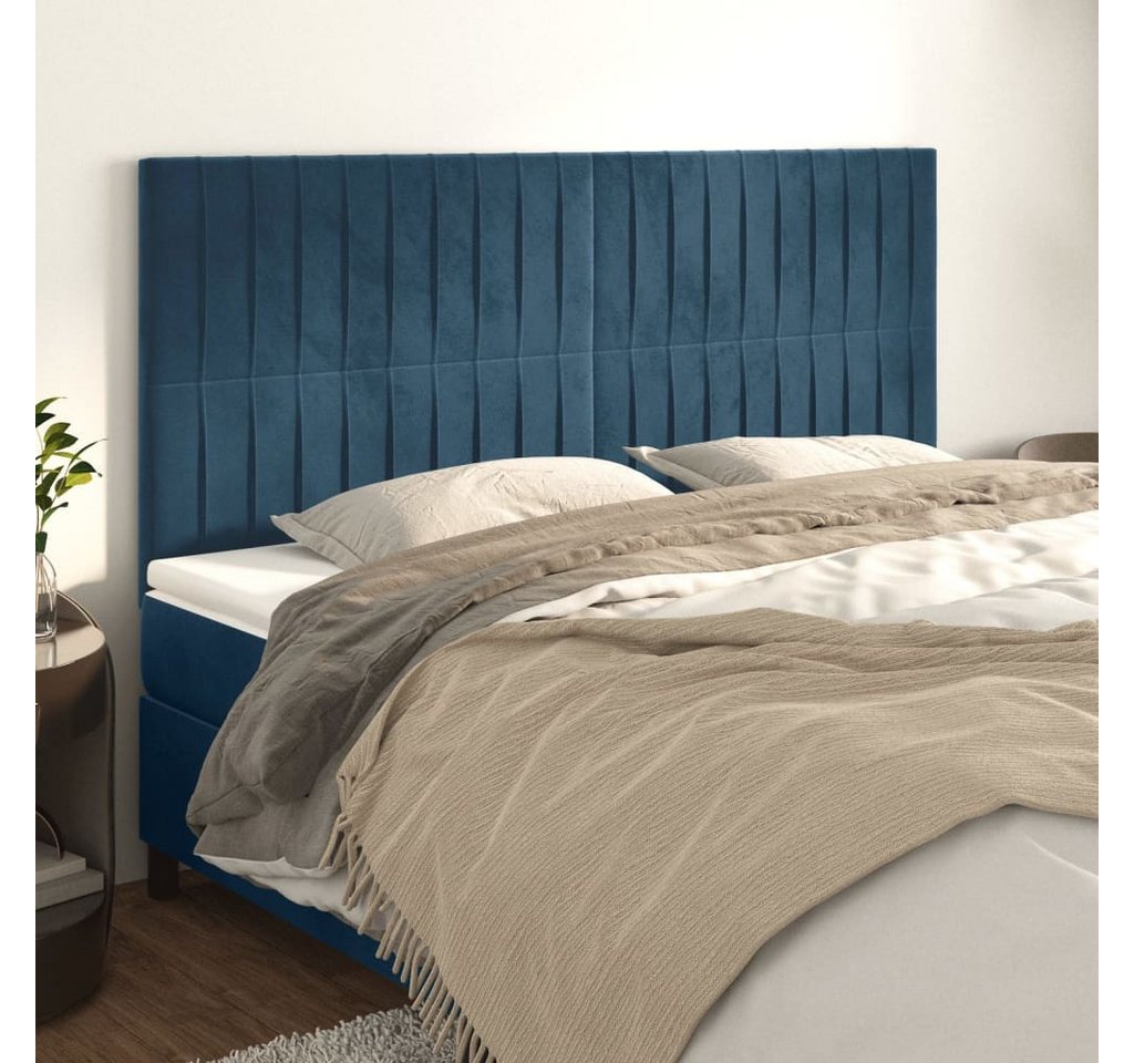 vidaXL Bett, Kopfteile 4 Stk. Dunkelblau 90x5x78/88 cm Samt günstig online kaufen