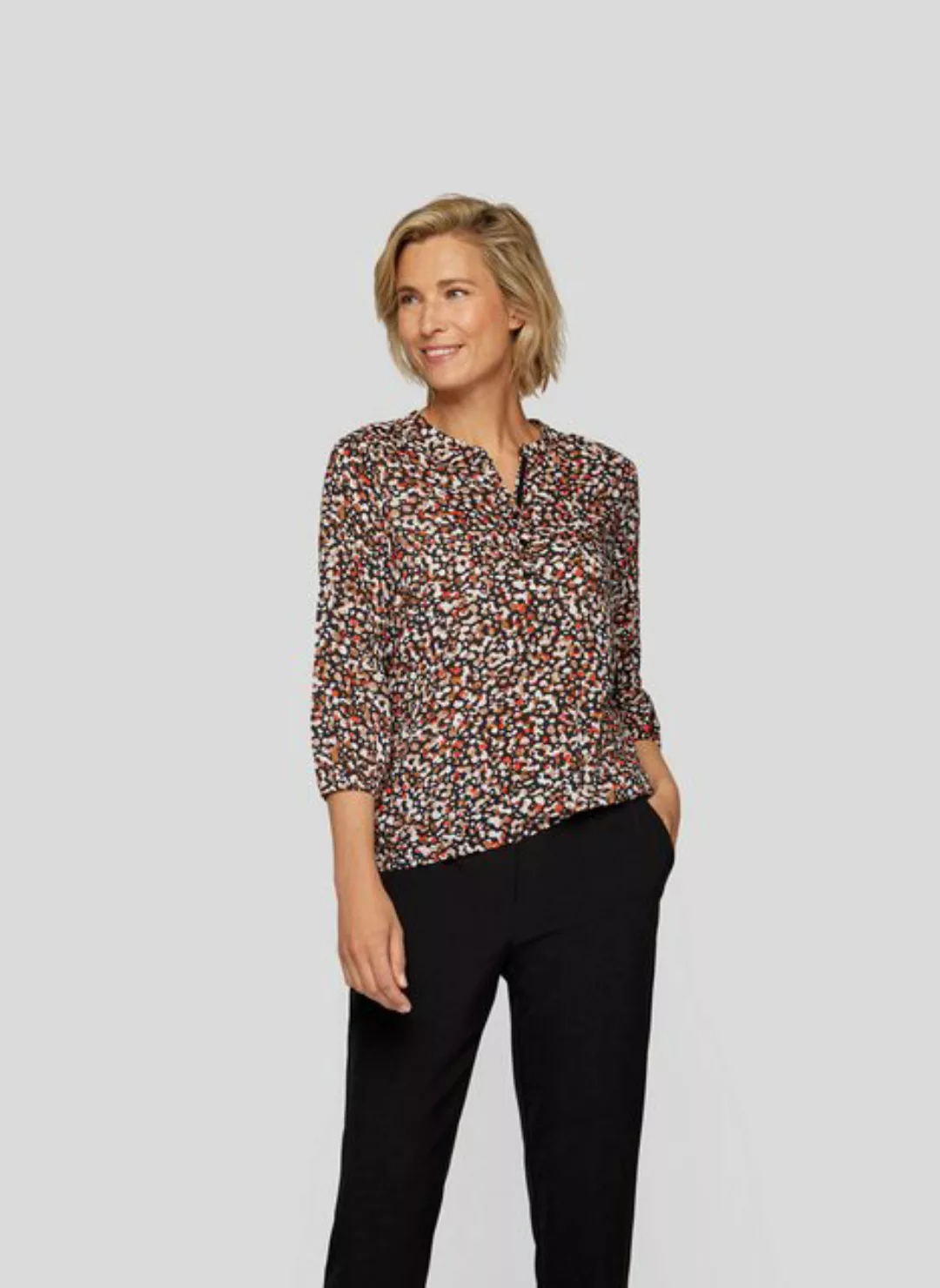 Rabe Klassische Bluse RABE Stilvolle Bluse mit lebendigem Muster und V-Auss günstig online kaufen