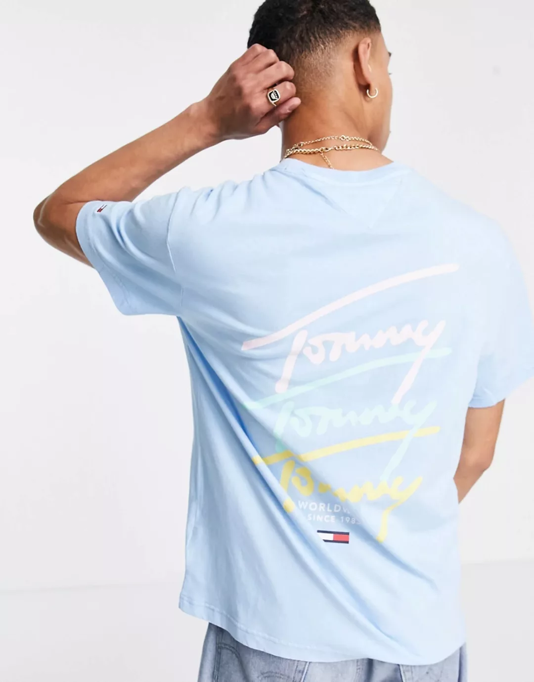 Tommy Jeans Repeat Script Kurzärmeliges T-shirt 2XL Light Powdery Blue günstig online kaufen