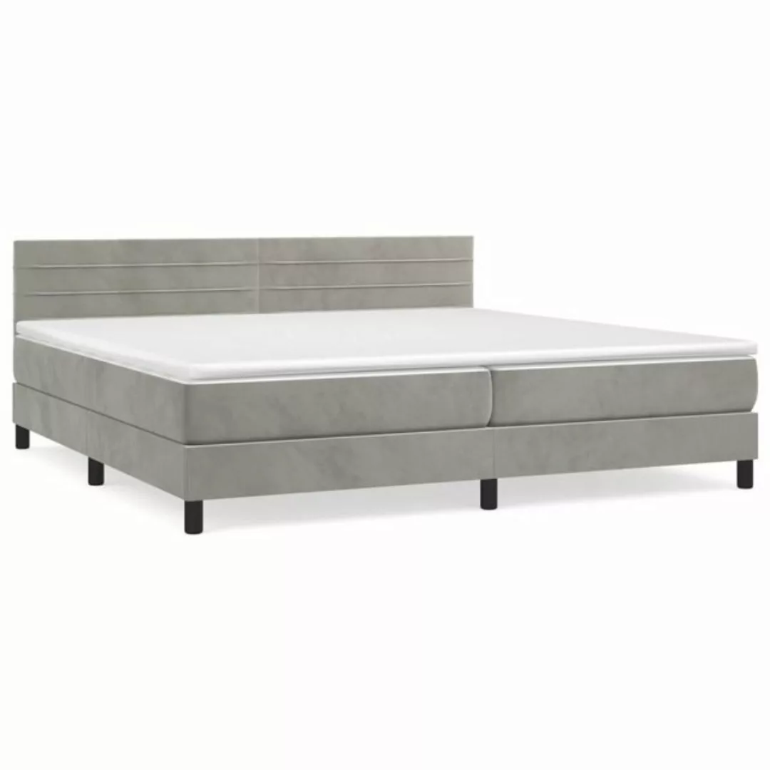 vidaXL Bettgestell Boxspringbett mit Matratze Hellgrau 200x200 cm Samt Bett günstig online kaufen