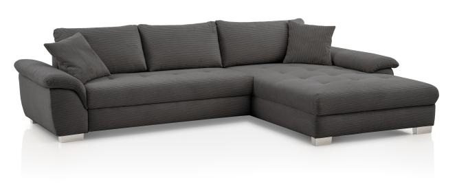 Sofa mit Schlaffunktion L Form 323 x 211 cm Cord Grau PABLO beidseitig mont günstig online kaufen