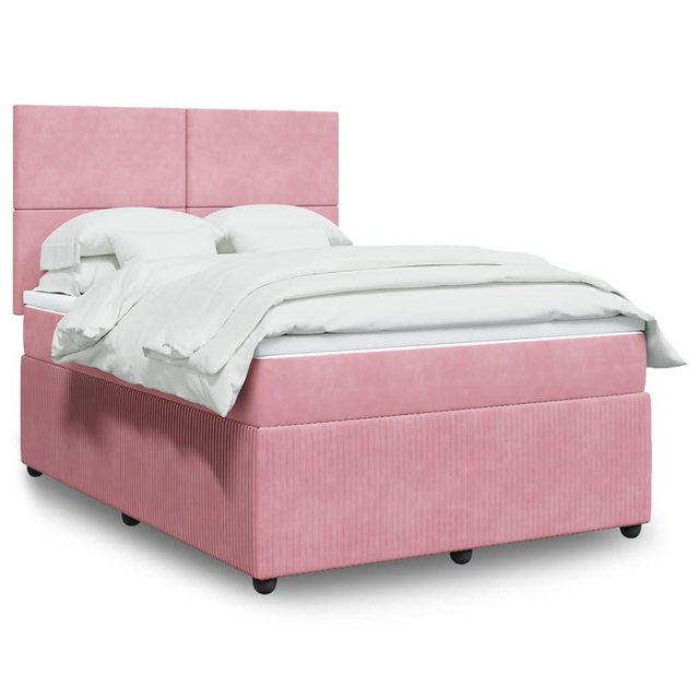 vidaXL Boxspringbett, Boxspringbett mit Matratze Rosa 140x190 cm Samt günstig online kaufen