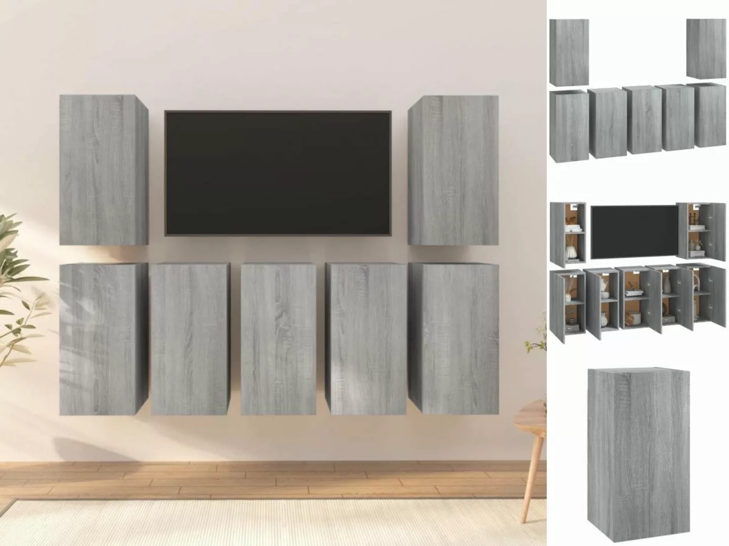 vidaXL TV-Schrank TV-Schränke 7 Stk Grau Sonoma 30,5x30x60 cm Spanplatte Lo günstig online kaufen