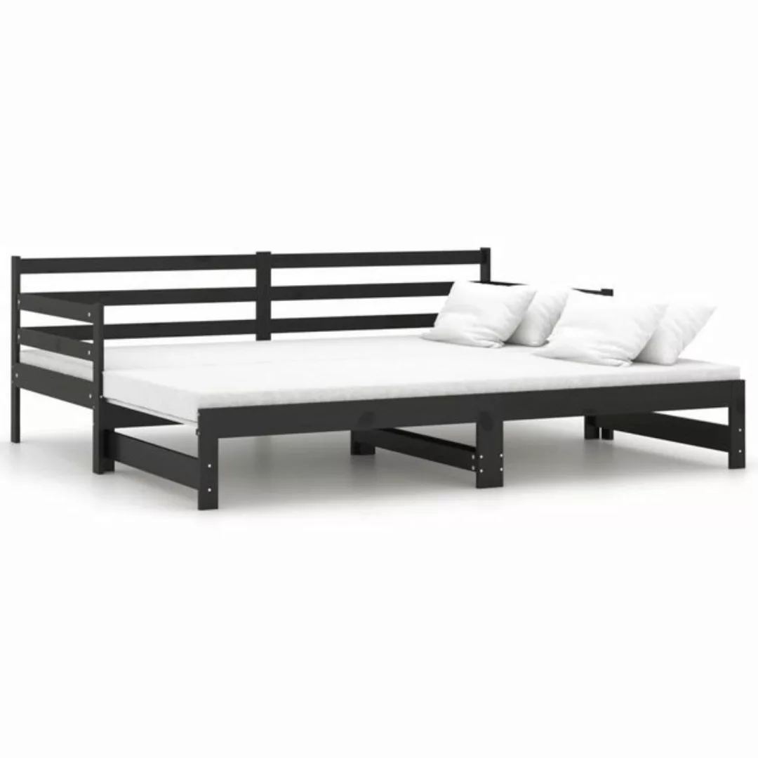 furnicato Bett Tagesbett Ausziehbar Schwarz Massivholz Kiefer 2x(90x200) cm günstig online kaufen