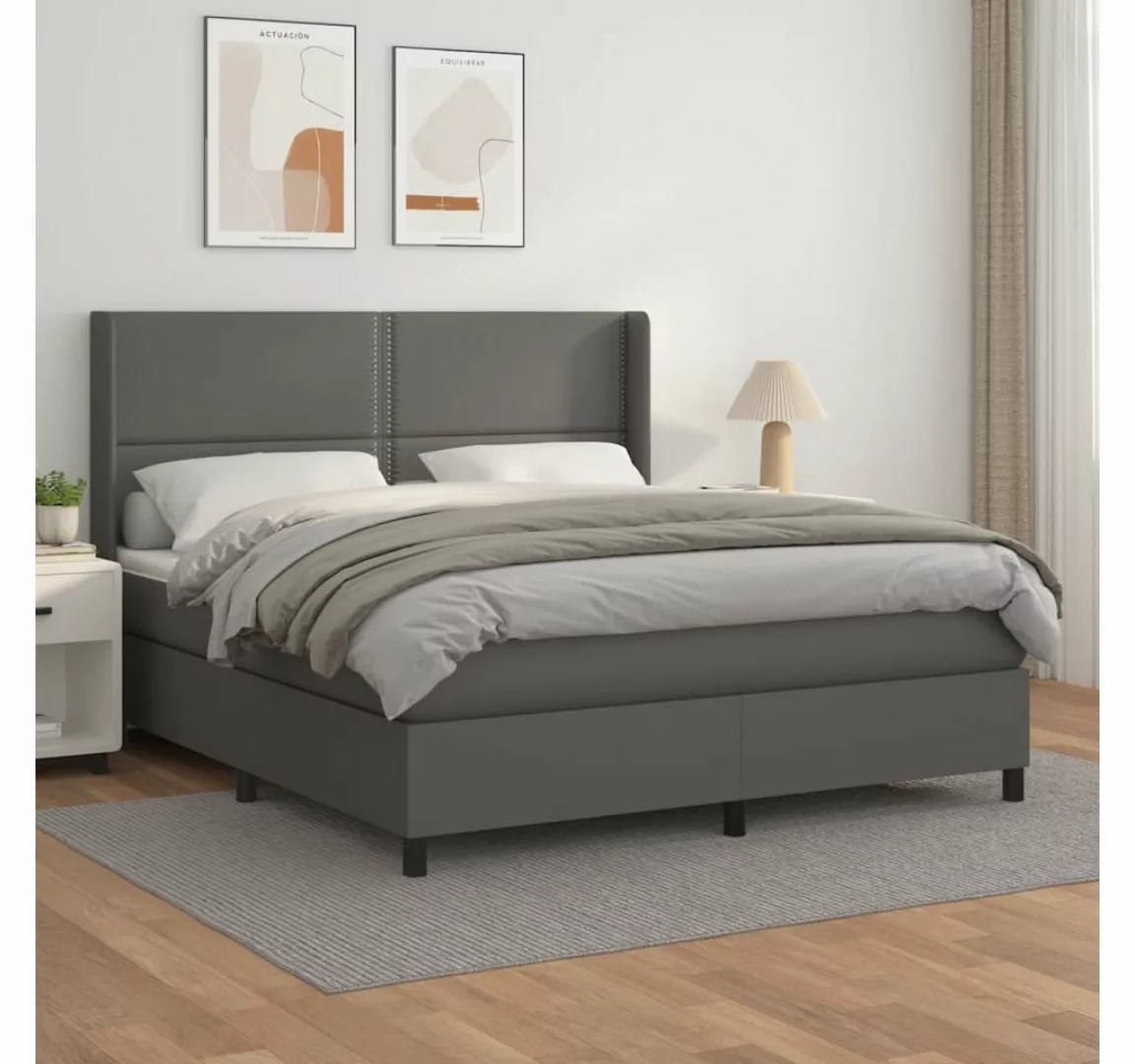 vidaXL Boxspringbett Bett Boxspringbett Kunstleder komplett mit Matratze & günstig online kaufen