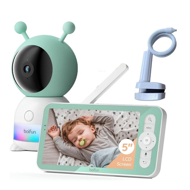 Boifun Babyphone 5 Zoll Babyphone mit Kamera App mit Halterung, Split-Scree günstig online kaufen