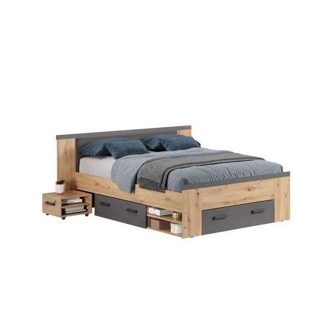 ebuy24 Bett Follow Bett 140x200cm mit Nachttisch, Schubladen günstig online kaufen