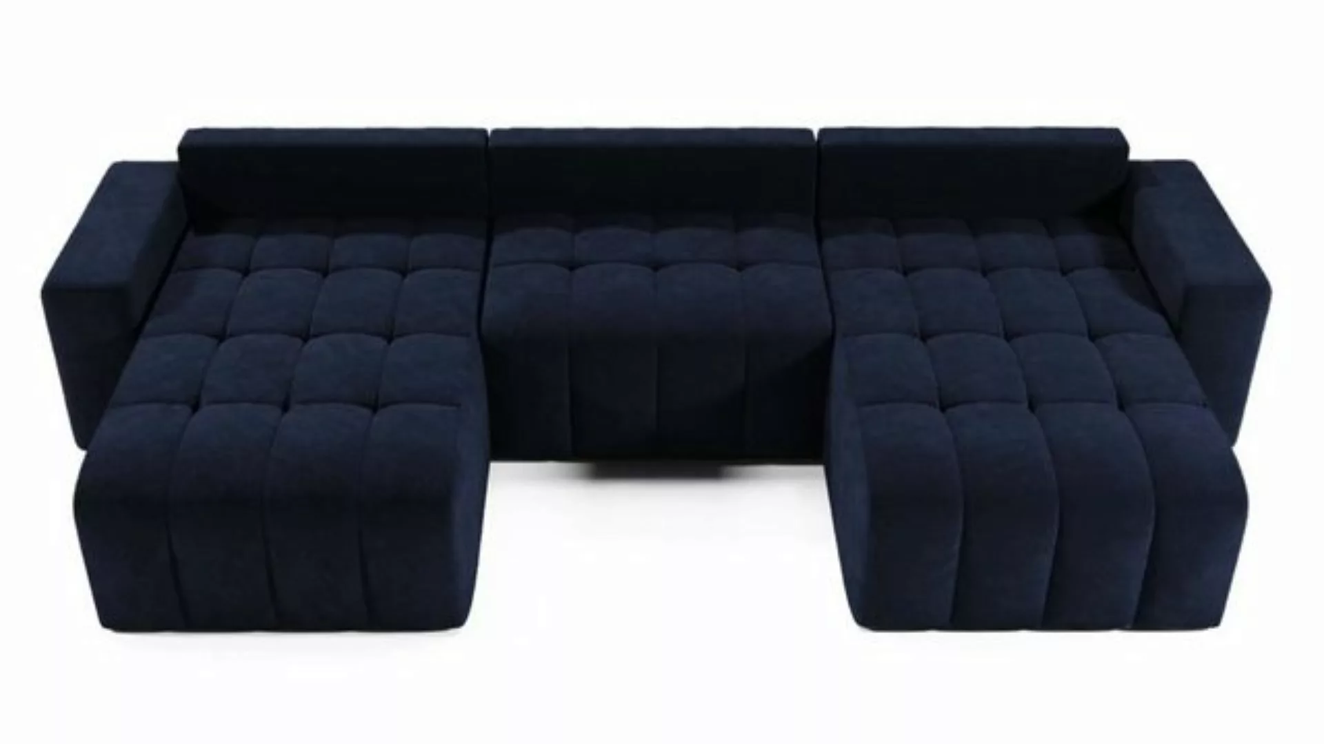 DB-Möbel Ecksofa "Orinoko" Blau mit Schlaffunktion, Bettkasten, in U-Form günstig online kaufen