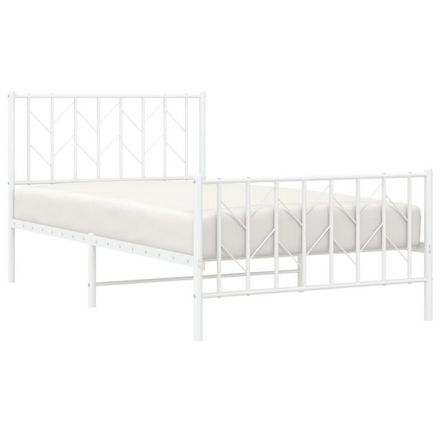 vidaXL Bett Bettgestell mit Kopf- und Fußteil Metall Weiß 100x200 cm günstig online kaufen