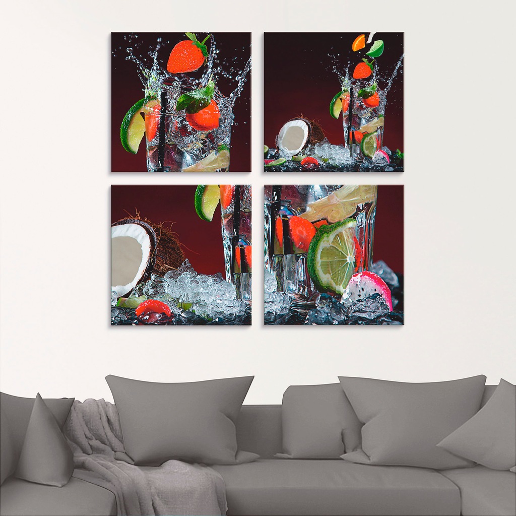 Artland Glasbild "Frischer Fruchtcocktail", Getränke, (4 St.), in verschied günstig online kaufen