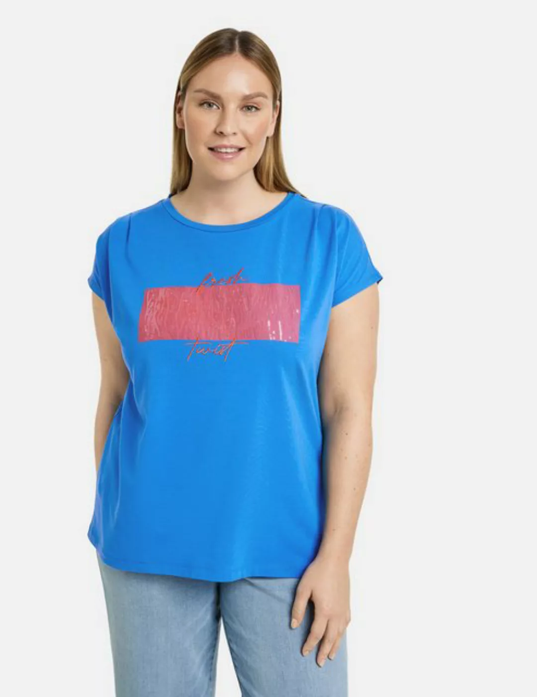 Samoon Kurzarmshirt T-Shirt mit Pailletten-Detail günstig online kaufen