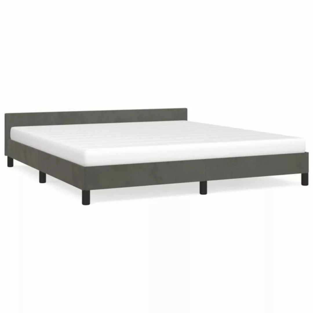 furnicato Bett Bettgestell mit Kopfteil Dunkelgrau 160x200 cm Samt günstig online kaufen