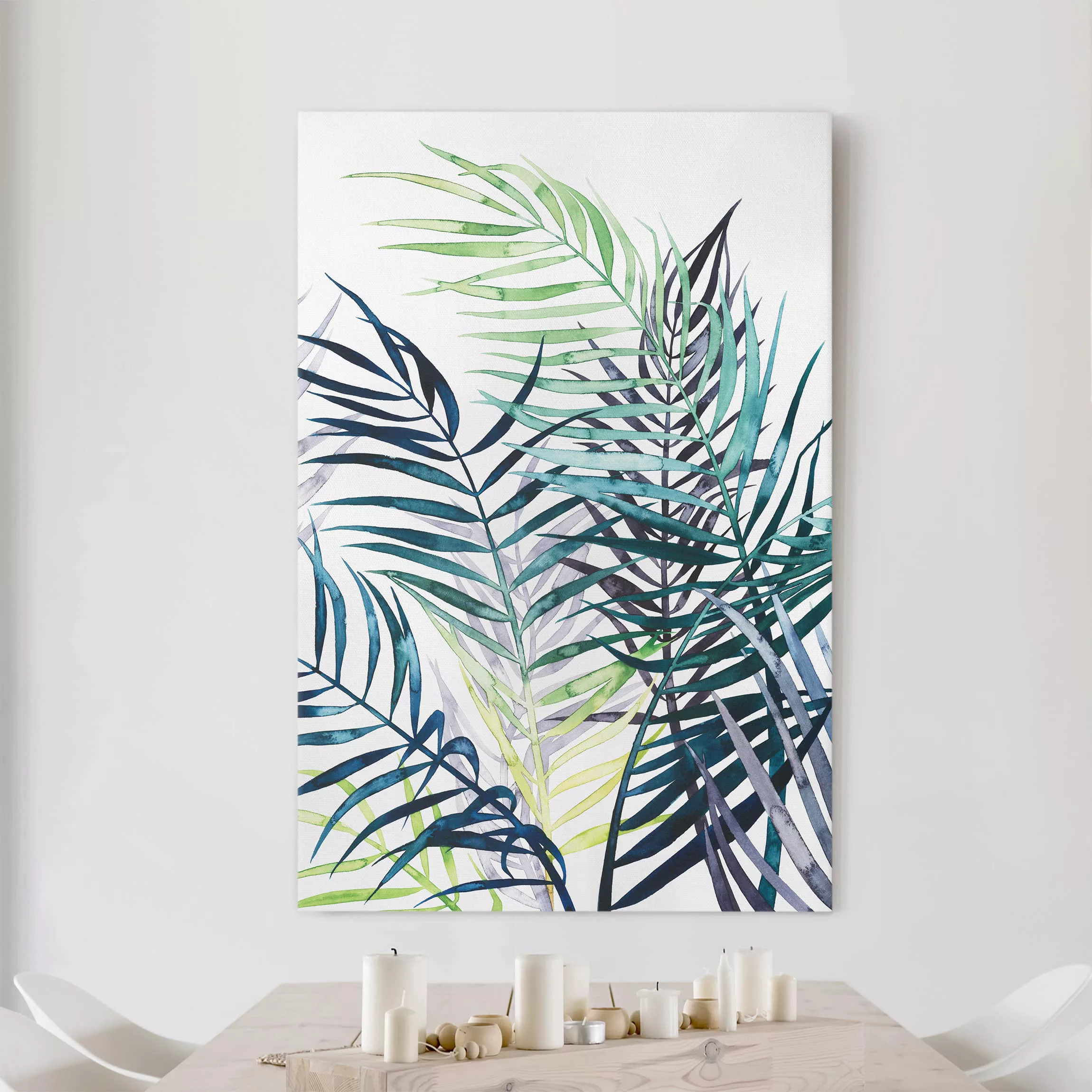 Leinwandbild Botanik - Hochformat Exotisches Blattwerk - Palme günstig online kaufen