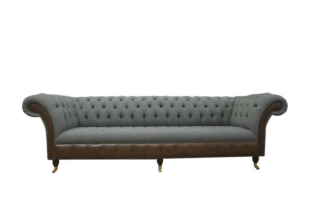 Xlmoebel Sofa Vier-Sitzer Chesterfield Sofa in Grau mit Stoffbezug für stil günstig online kaufen