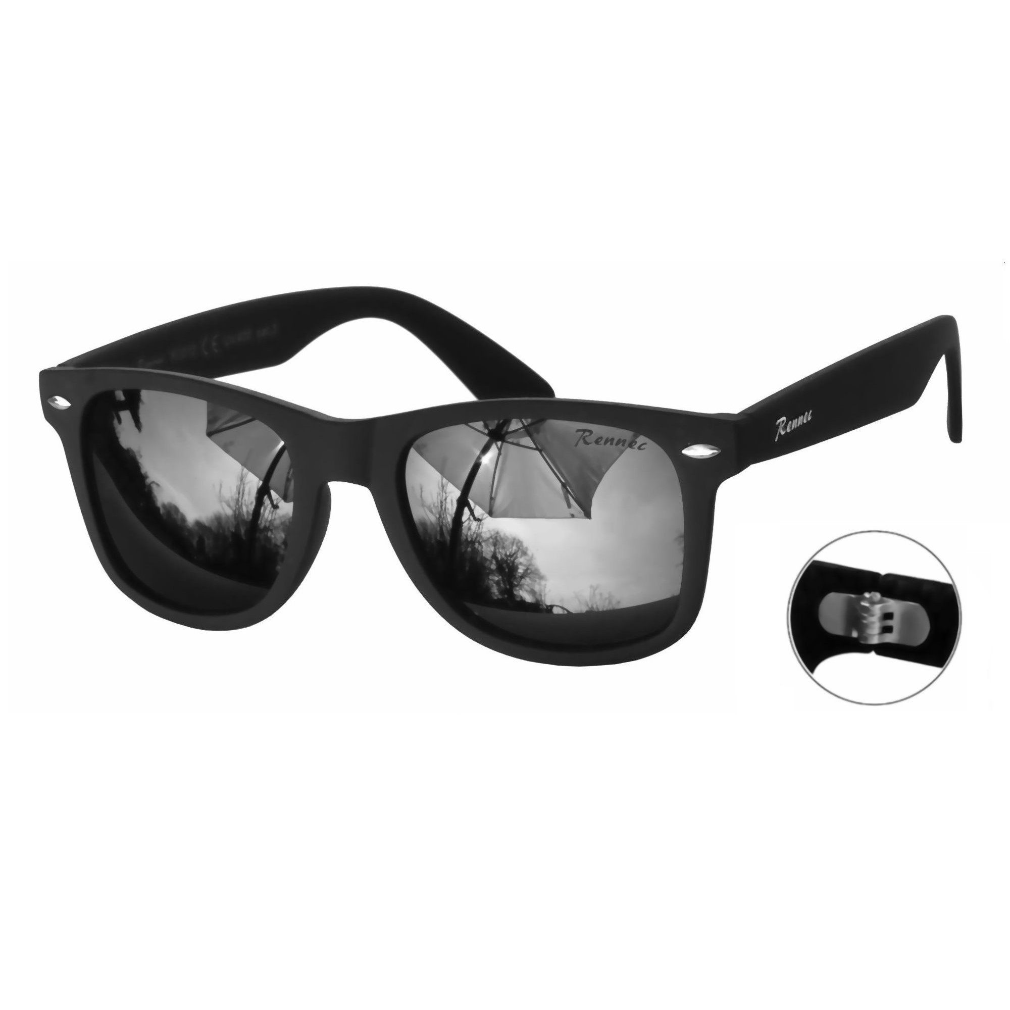 Rennec Sonnenbrille (Retro Markenbrille Schwarz Matt günstig online kaufen