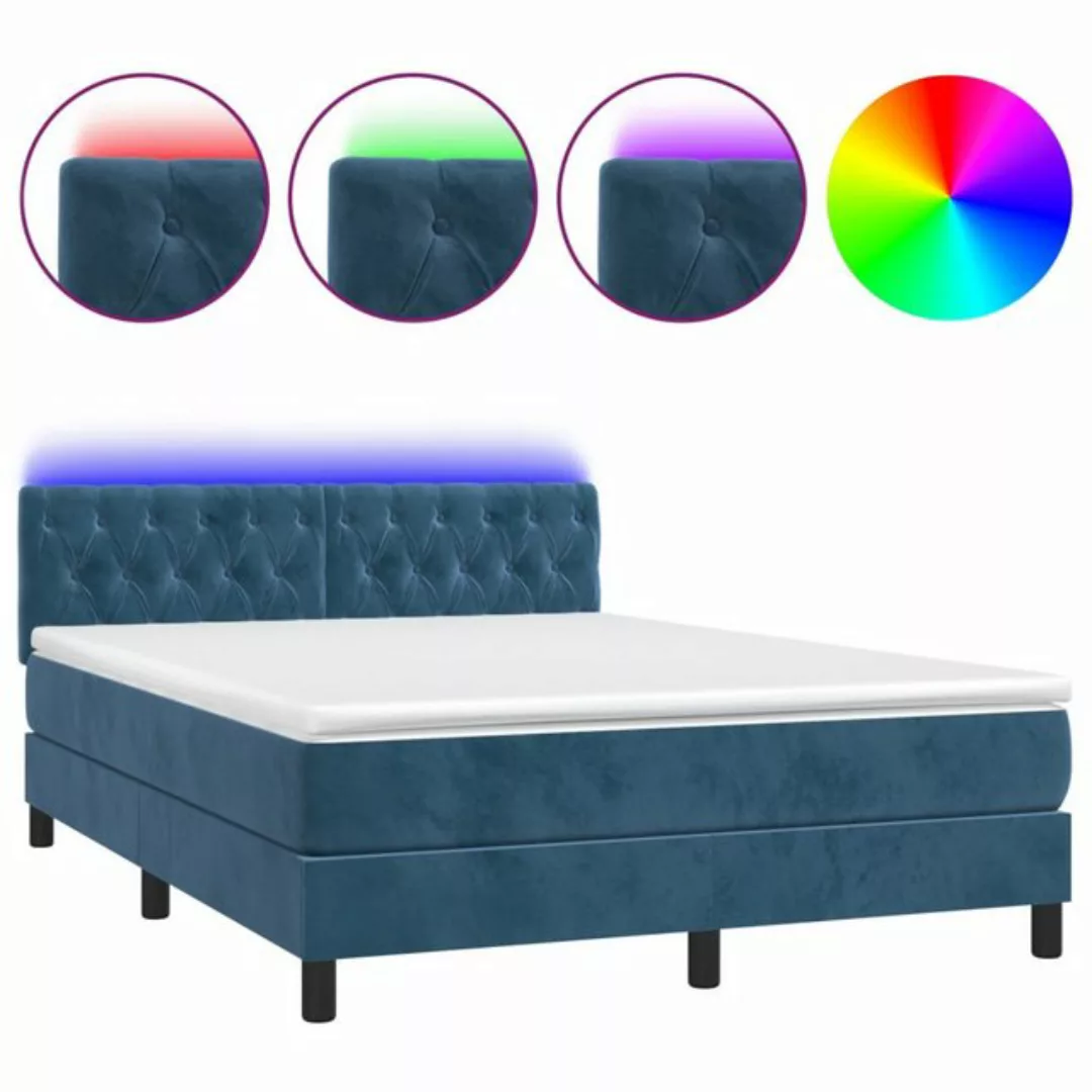 vidaXL Boxspringbett Bett Boxspringbett mit Matratze & LED Samt (140 x 200 günstig online kaufen