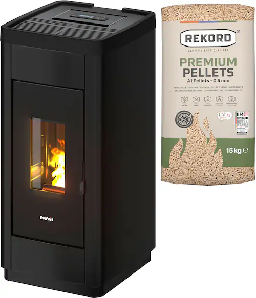 Freepoint Pelletheizkessel Stahl Schwarz 8,5 kW mit Automatik günstig online kaufen