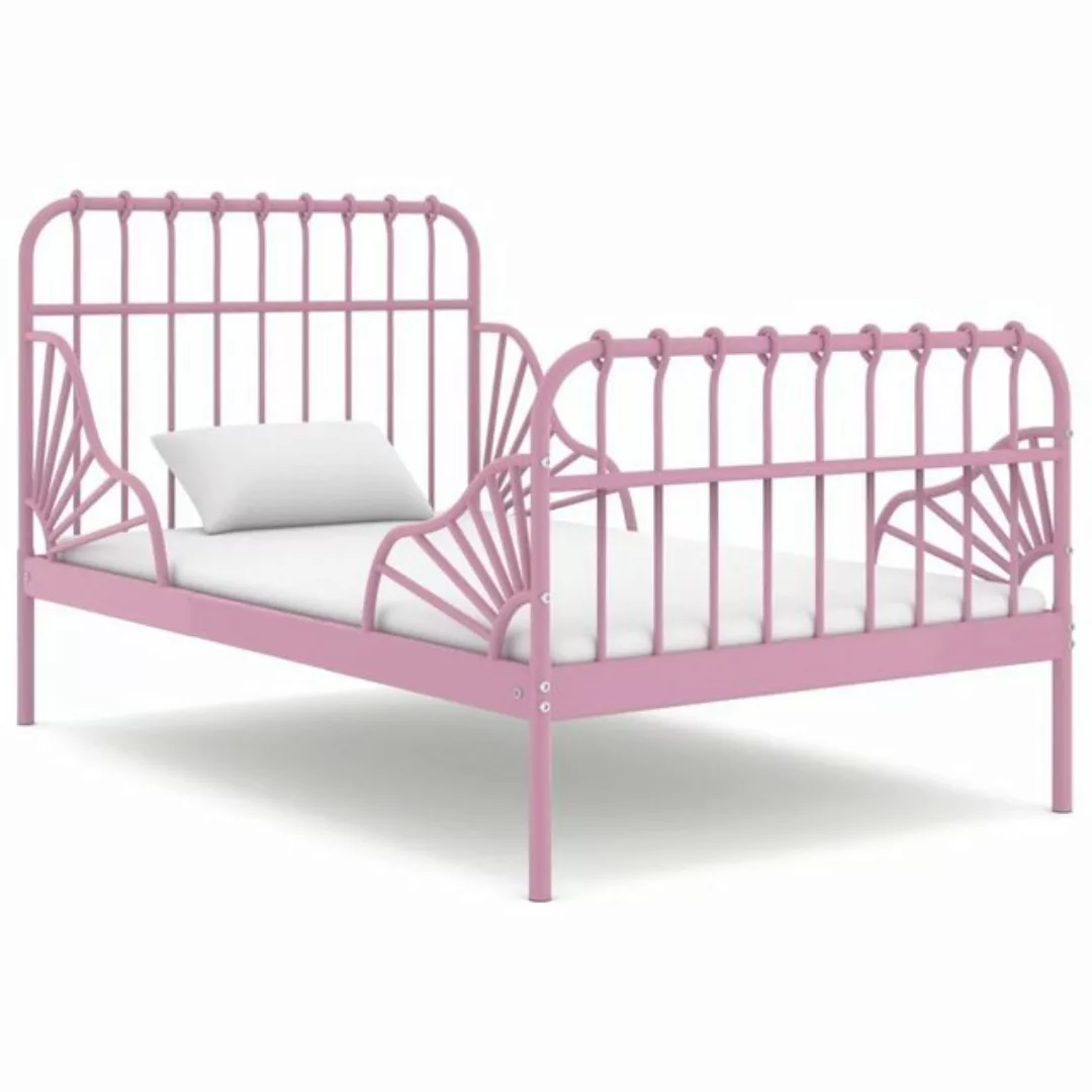 furnicato Bett Ausziehbett Rosa Metall 80x130/200 cm günstig online kaufen