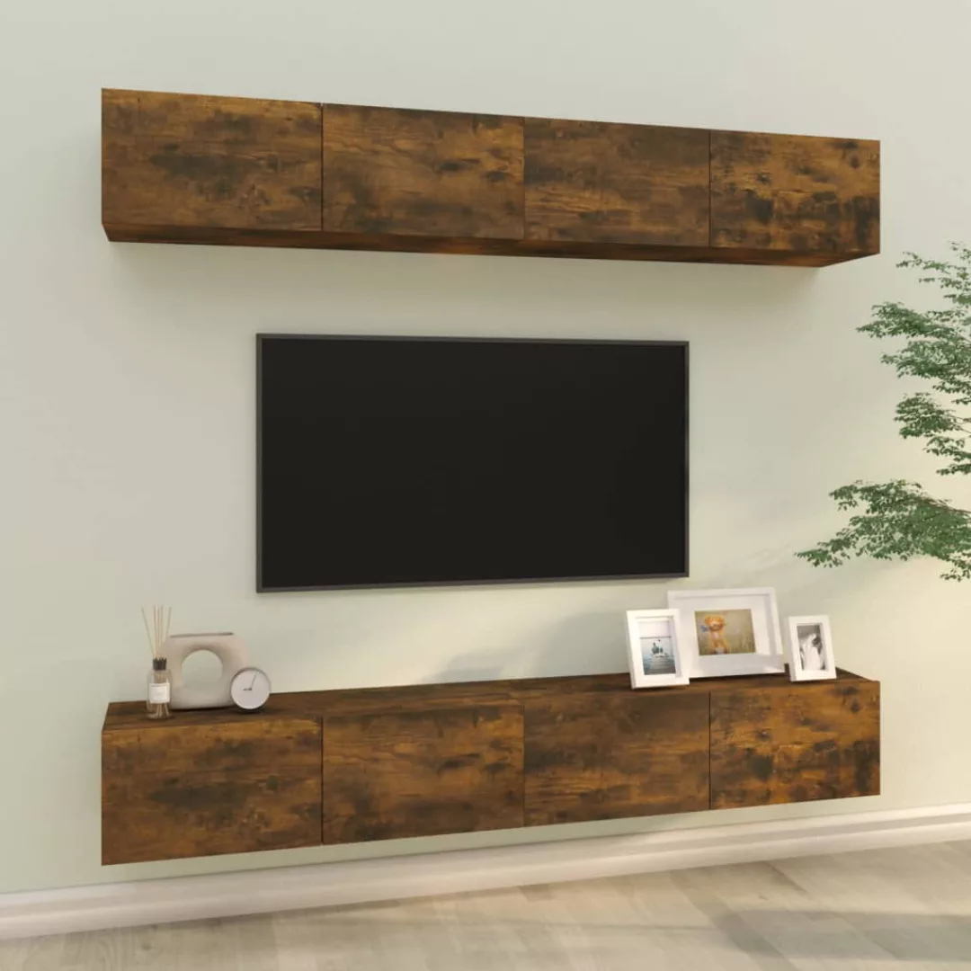 vidaXL Kleiderschrank TV-Wandschränke 4 Stk Räuchereiche 100x30x30 cm Wands günstig online kaufen