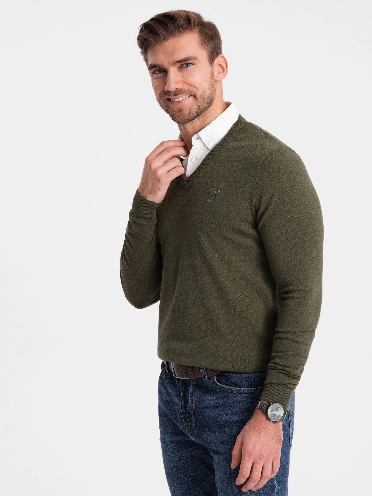 OMBRE V-Ausschnitt-Pullover Herrenpullover mit V-Ausschnitt und günstig online kaufen