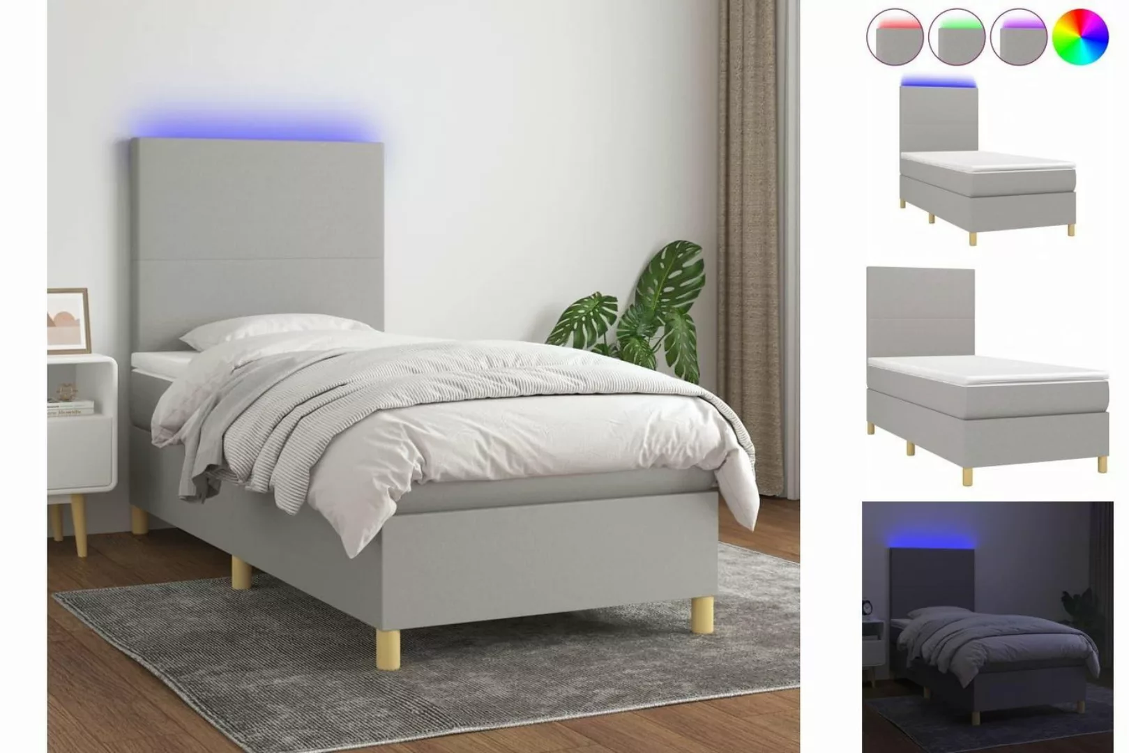 vidaXL Boxspringbett Bett Boxspringbett mit Matratze & Topper & LED (100 x günstig online kaufen