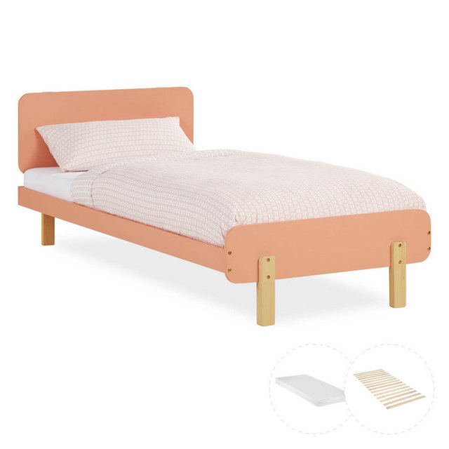 Homestyle4u Holzbett Kinderbett 90x200 cm Einzelbett Jugendbett Holzfüße Gä günstig online kaufen