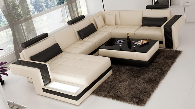 Xlmoebel Sofa Modernes Ledersofa in Eckform mit zeitgemäßem Design - Eckcou günstig online kaufen