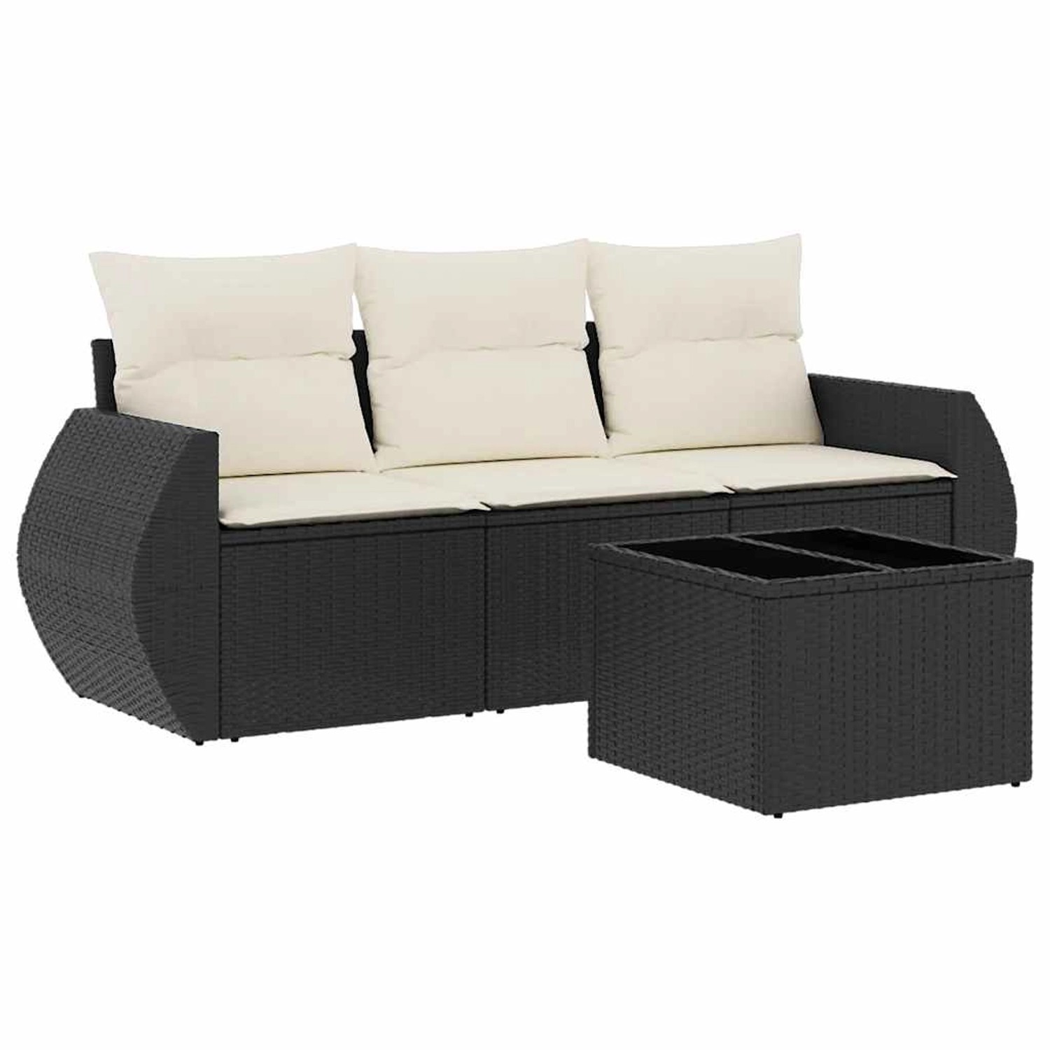 vidaXL 4-Tlg Garten-Sofagarnitur mit Kissen Schwarz Poly Rattan 3253403 günstig online kaufen