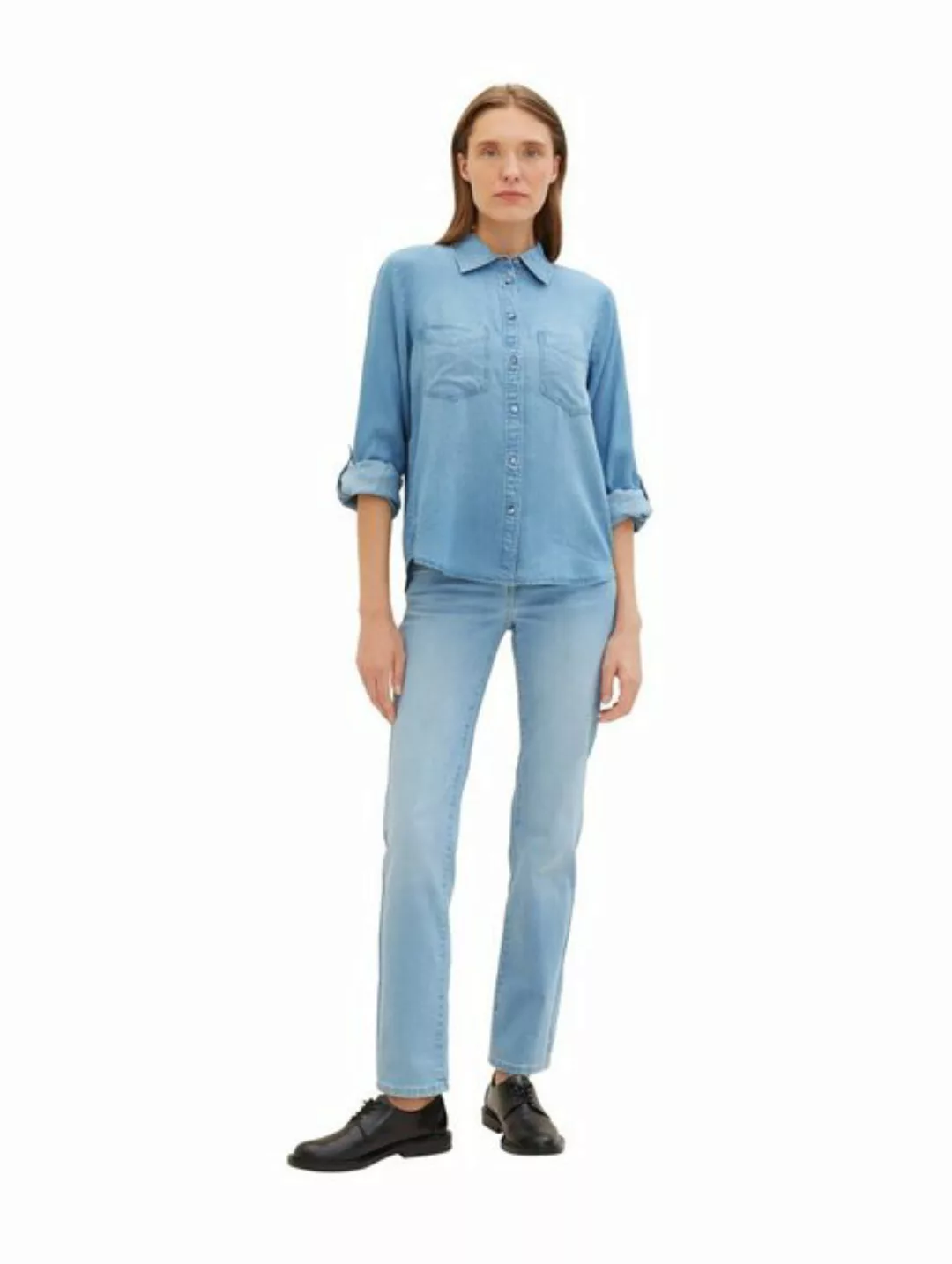 TOM TAILOR Jeansbluse mit Lyocell und Kentkragen günstig online kaufen