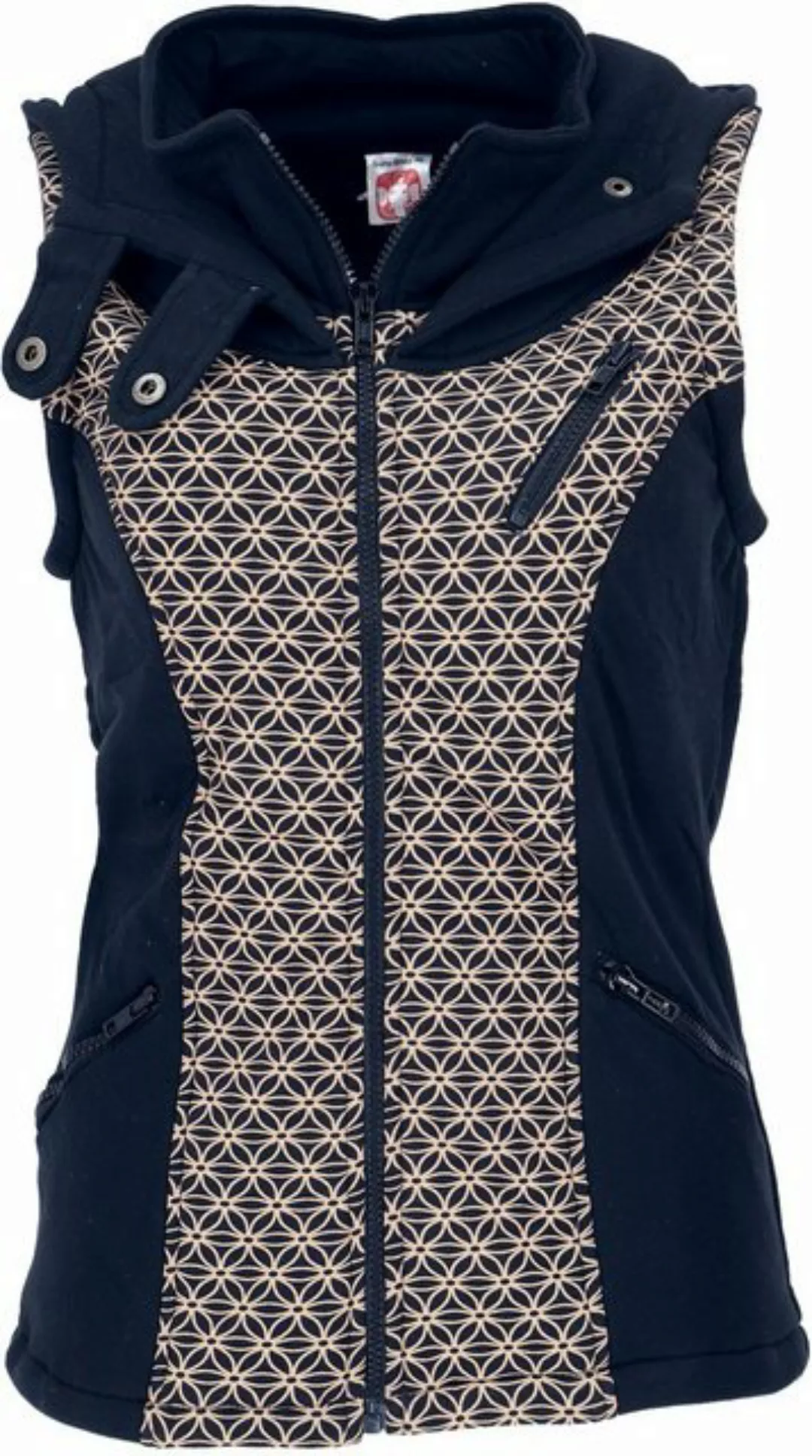 Guru-Shop Langjacke Kurze Goa Weste `Flower of Life` mit Kapuze -.. alterna günstig online kaufen