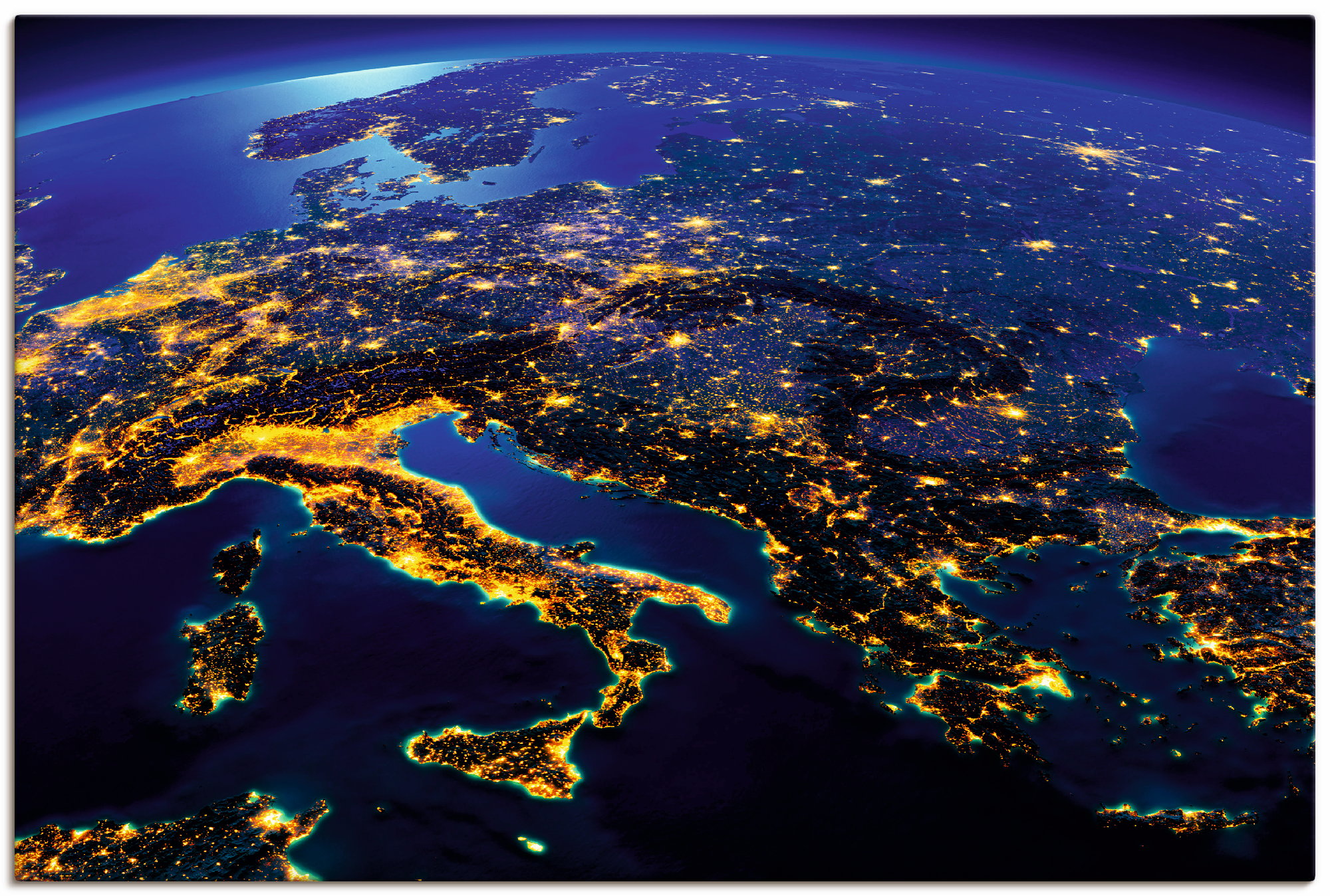Artland Wandbild »Südliches Europa vom Weltraum«, Weltall & Kosmos, (1 St.) günstig online kaufen