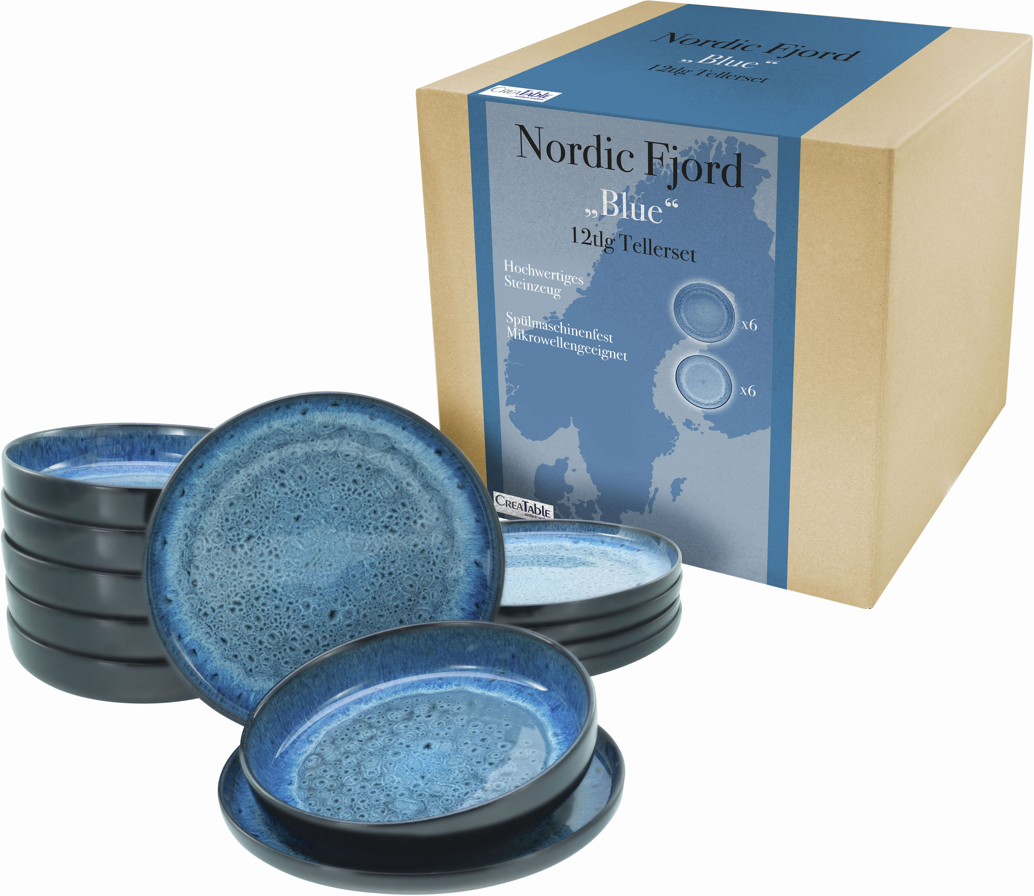 CreaTable Teller-Set »Nordic Fjord«, (Set, 12 tlg.), Tafelservice, 6 Speise günstig online kaufen