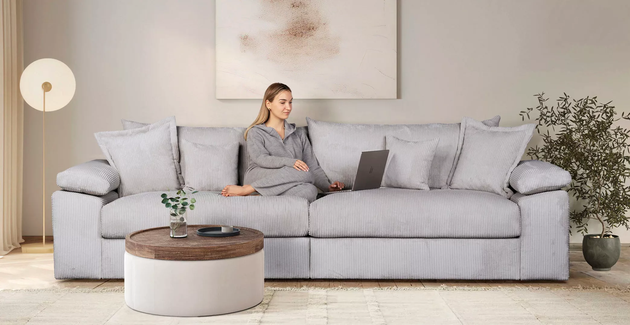 Home affaire Big-Sofa "Soft&Cosy XXL - Breite 303 cm", Mega-Sofa, in Cord, günstig online kaufen