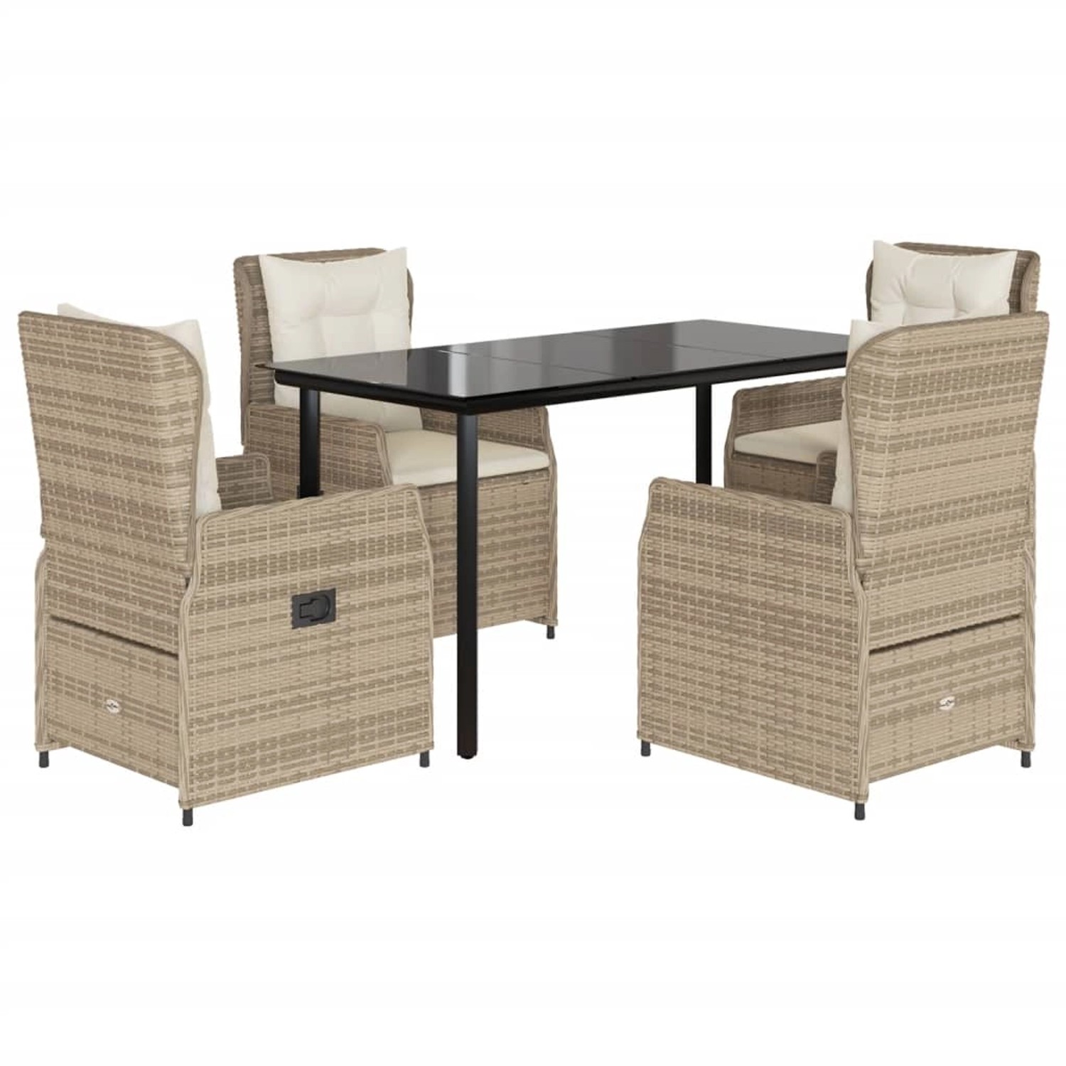 vidaXL 5-Tlg Garten-Essgruppe mit Kissen Beige Poly Rattan 3262891 günstig online kaufen