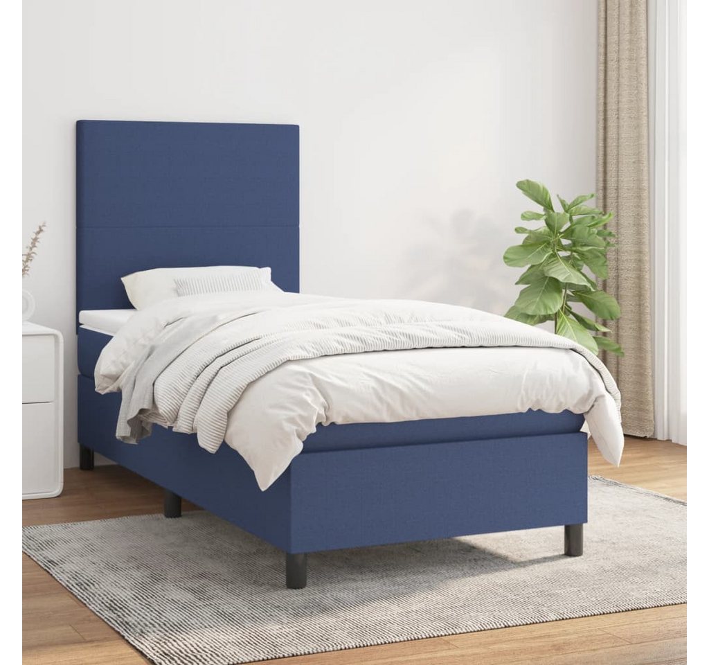 vidaXL Boxspringbett Boxspringbett mit Matratze Blau 90x190 cm Stoff Bett B günstig online kaufen