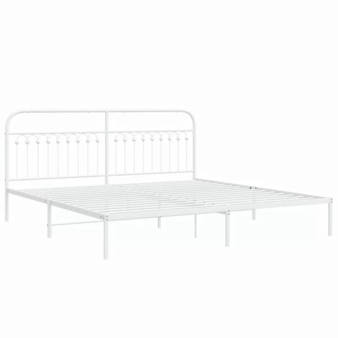 vidaXL Bett Bettgestell mit Kopfteil Metall Weiß 193x203 cm günstig online kaufen