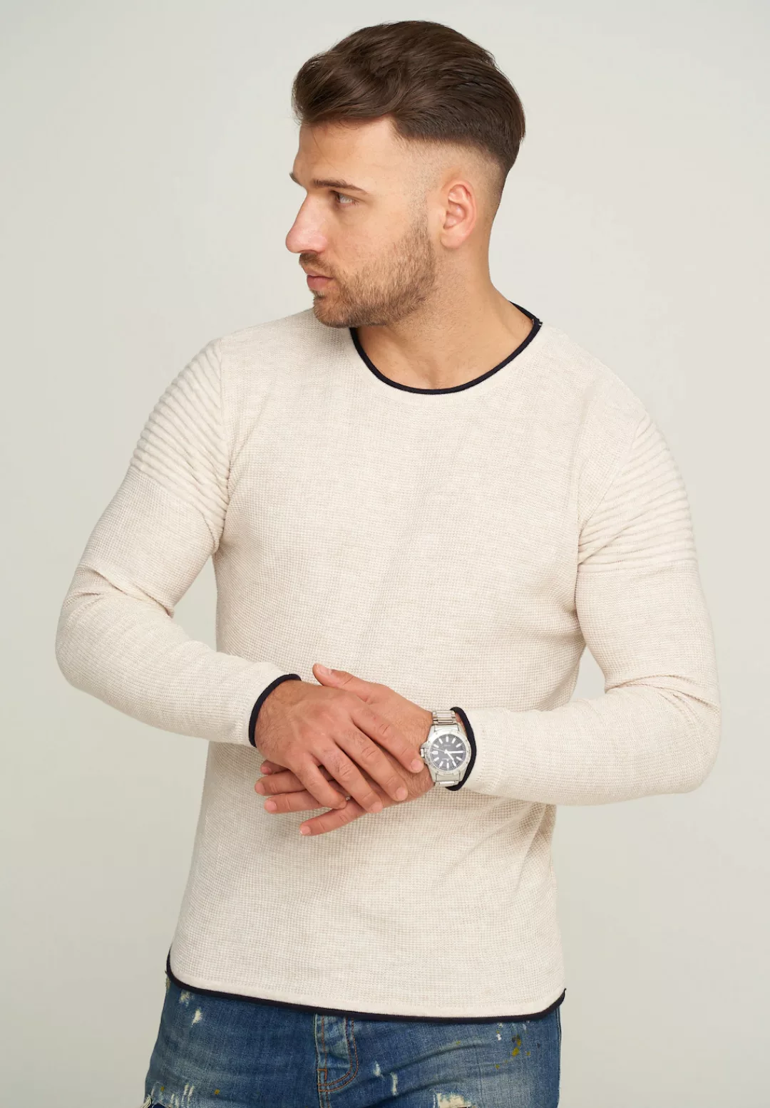 behype Strickpullover "MKLAYER57", in trendiger Layer-Optik günstig online kaufen