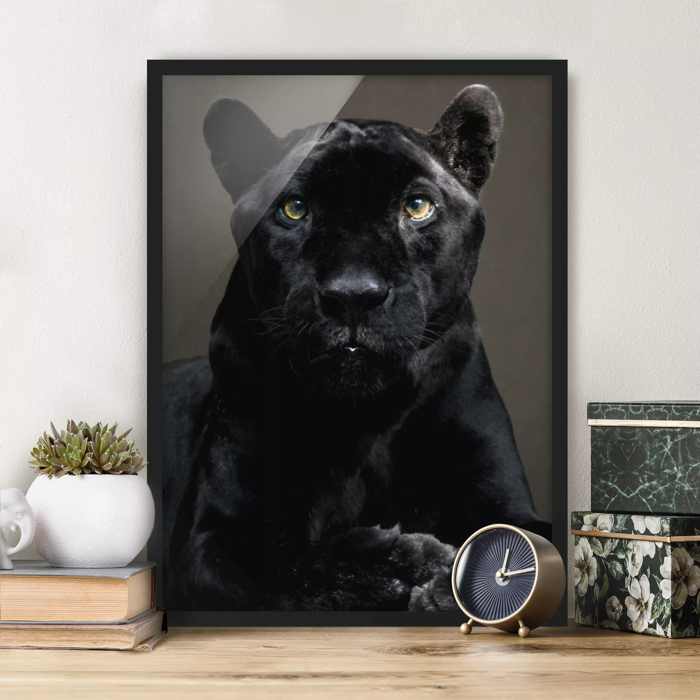 Bild mit Rahmen Tiere - Hochformat Black Puma günstig online kaufen