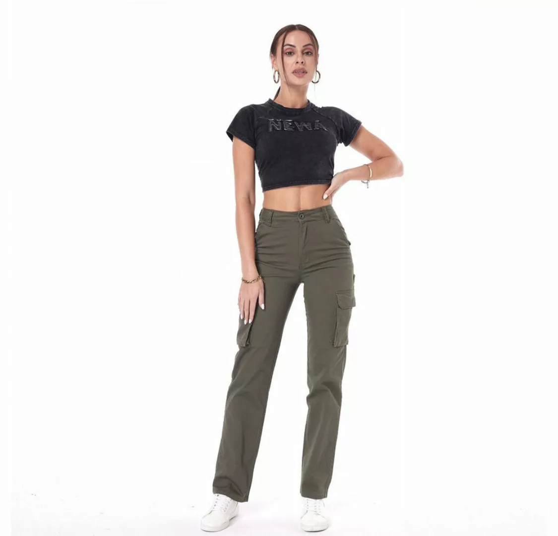 Ital-Design Cargohose Damen Freizeit (86746051) Stretch Stoffhose in Khaki günstig online kaufen