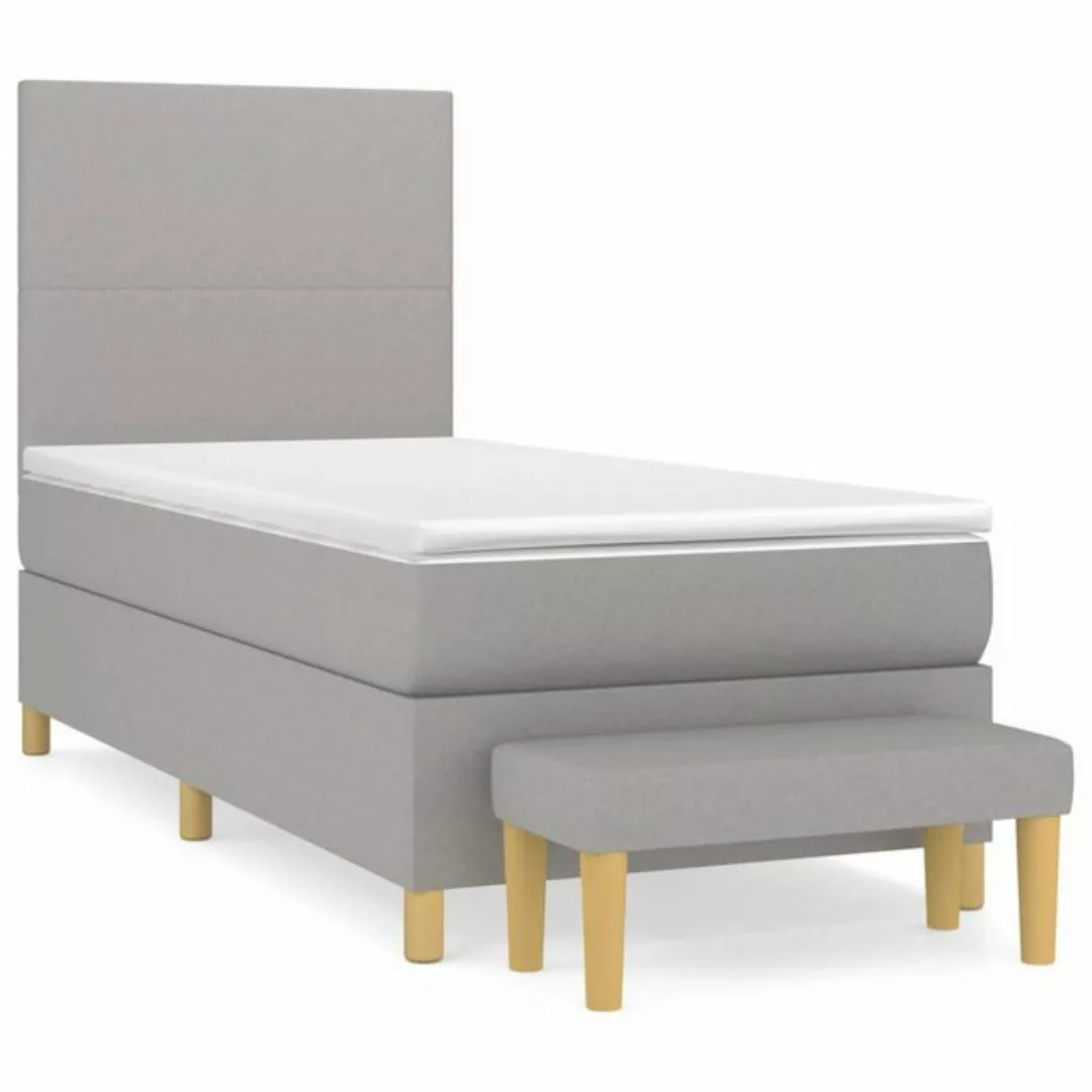 vidaXL Boxspringbett Boxspringbett mit Matratze Dunkelgrau 90x190 cm Stoff günstig online kaufen