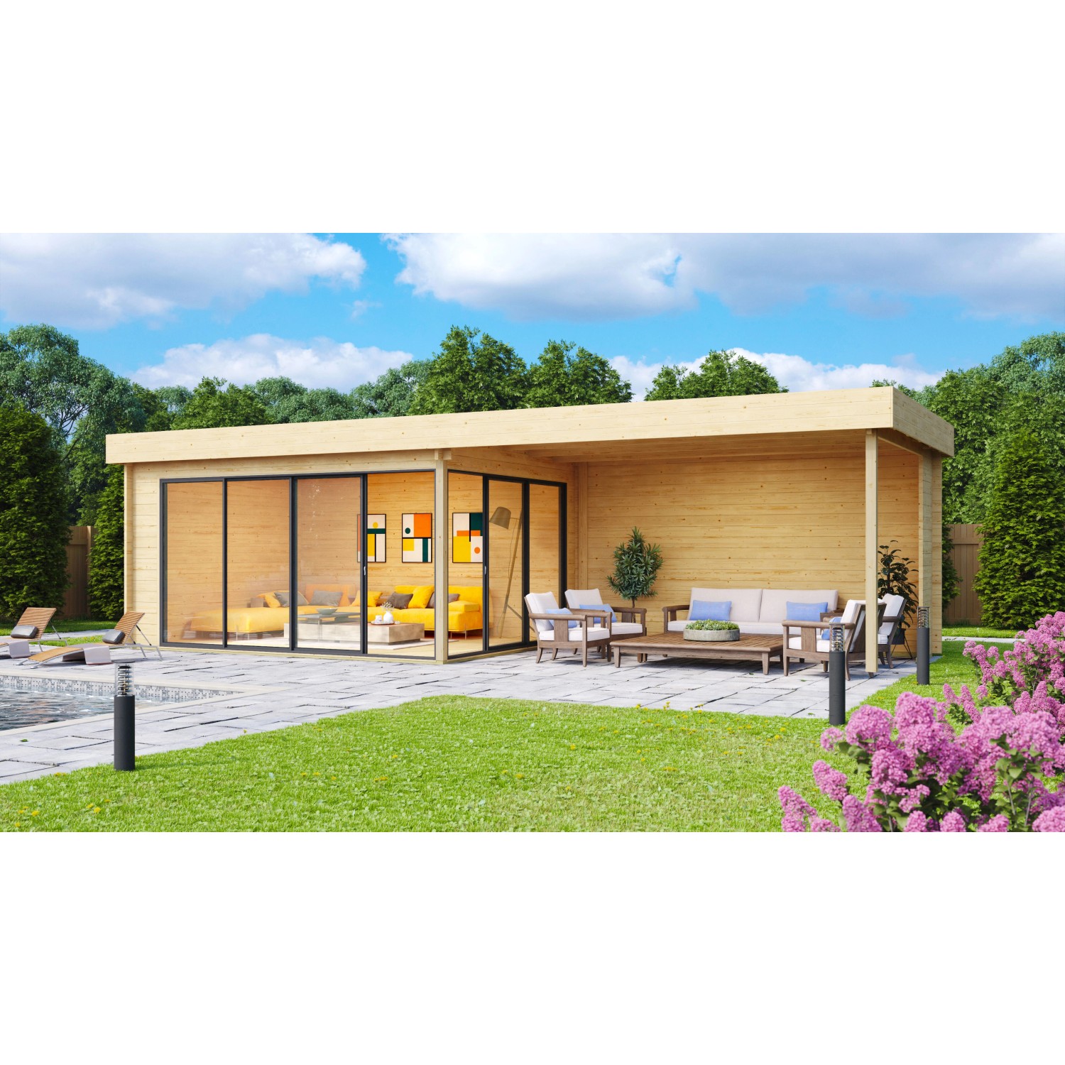 Fjordholz Gartenhaus Alu Concept 44 A mit Anbau 6mm Farblos Imprägniert günstig online kaufen