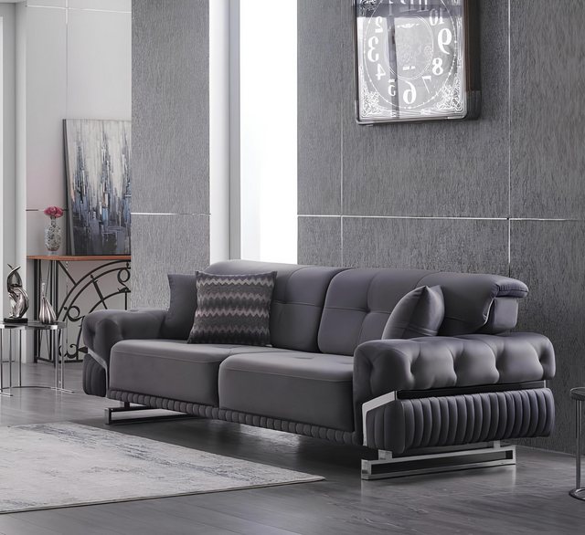 Xlmoebel Sofa Modernes Textil-Dreisitzer-Sofa für das Wohnzimmer in Grau vo günstig online kaufen