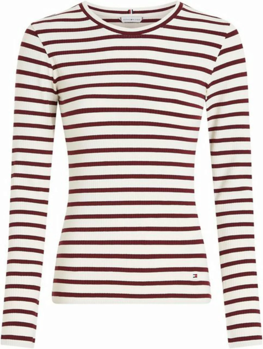 Tommy Hilfiger Langarmshirt SLIM 5X2 RIB STRIPE C-NK LS mit Logoprägung günstig online kaufen